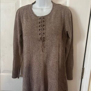 Brown Lace-Up Sweater